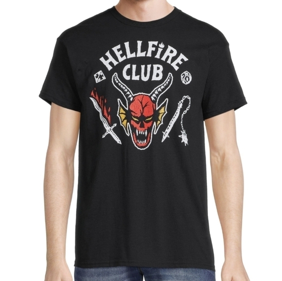 Hellfire Club Stranger Things Unisex Black Red T Shirt Eleven Retro Netflix Show - Picture 2 of 3